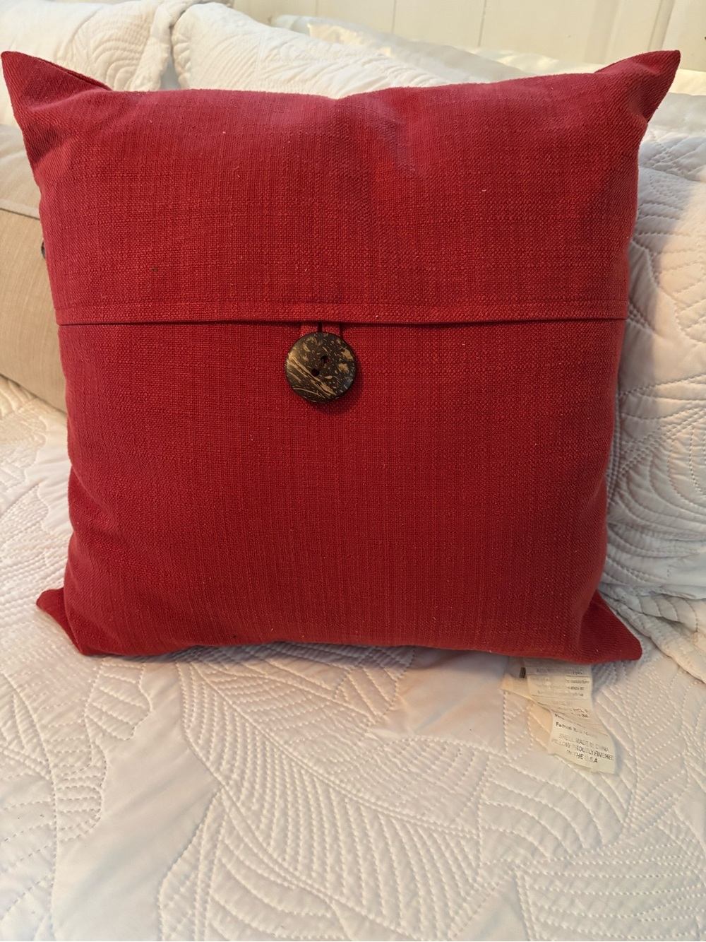 Kohl's Rust/Red Textured Accent Pillow with Decorative Button